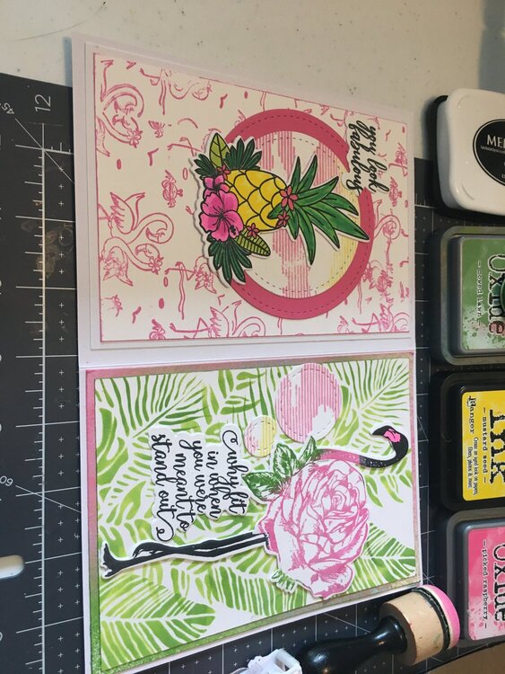 Flamingo and Pineapple Card