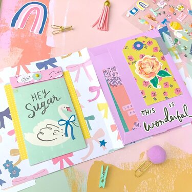 Fun flip book mini album with a2 envelope pockets