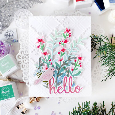 Hello Card using Pinkfresh Studio Layering Stencils