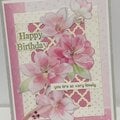 Pink Flower Birthday Card 