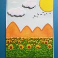 Sunflowers and Mountains 4.25" x 5.5"