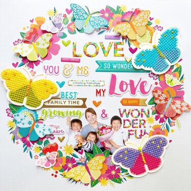 wreath with stitched butterflies layout
