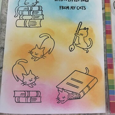 Cutest ever kitty cat card with books for readers. For a Cat Mom on Mother's Day, or a Cat Dad on Father's Day.