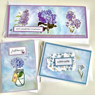 Hydrangea and forget-me-not cards