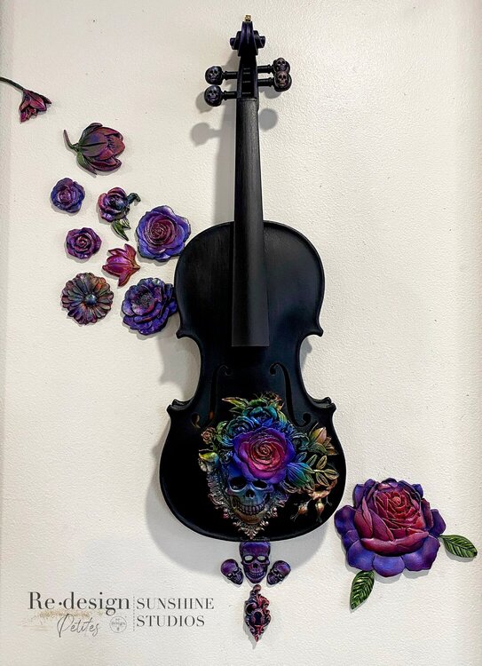 Rainbow and Black violin art