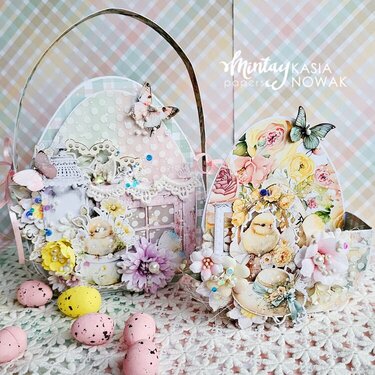 Easter baskets with "Spring is here" line and Decorative Vellum by Katarzyna Nowak