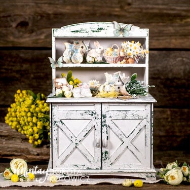 Dresser with a hidden mini album with "Spring is here" line by Dorota Kotowicz
