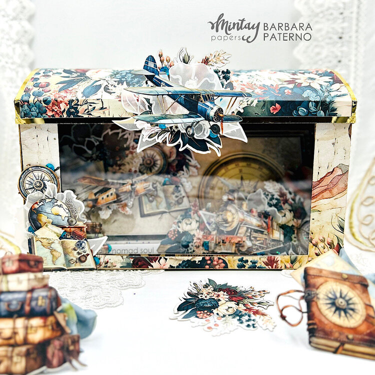 Card and a gift box with &quot;Traveller&quot; collection by Barbara Paterno