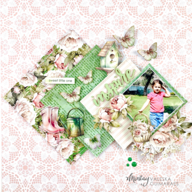 Layout with &quot;Peony garden&quot; collection by Valeska Guimaraes