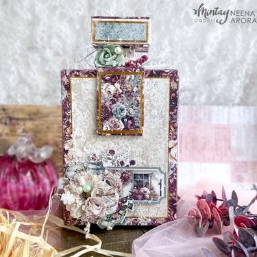 Box in a perfume bottle shape made with "Antique shop" line by Neena Arora