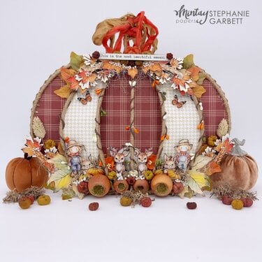 Pumpkin shaped card with "Golden days" collection by Stephanie Garbett