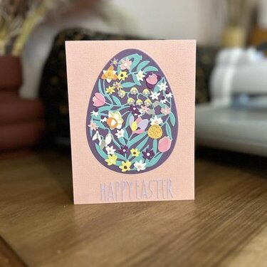 Pink Floral Easter Egg Card