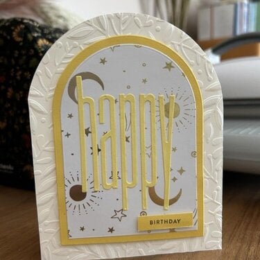 Yellow Celestial Arched Birthday Card