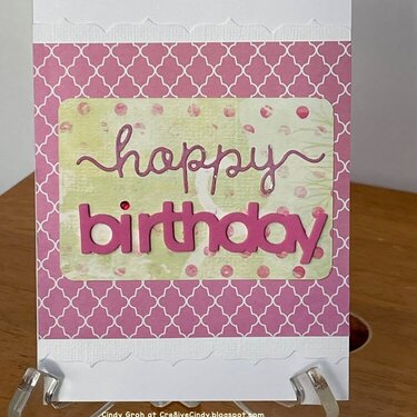 Pink and White Happy Birthday card