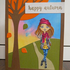 Autumn Card with girl