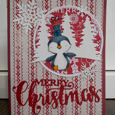 Penguin Christmas card (Red) 1