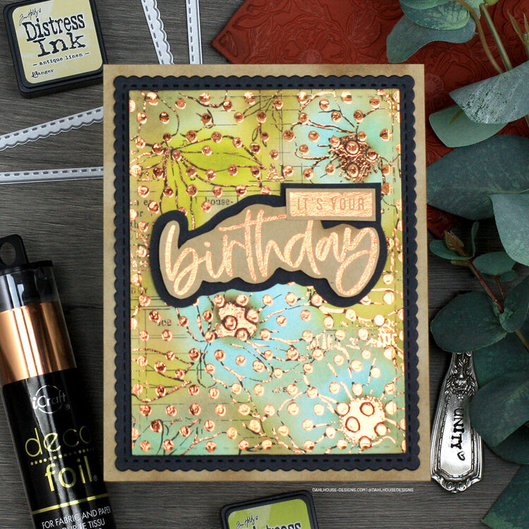 Foiling with a Stencil Birthday Card