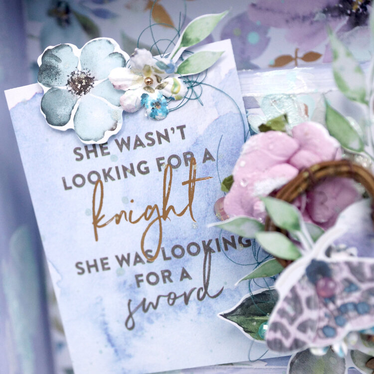 Never Give Up (Watercolor Floral Mixed Media Vignette)