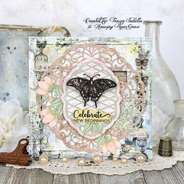 &#039;Celebrate New Beginnings&quot; Shabby Chic Card