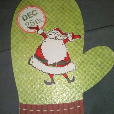 Green Santa Claus Glove Christmas Card