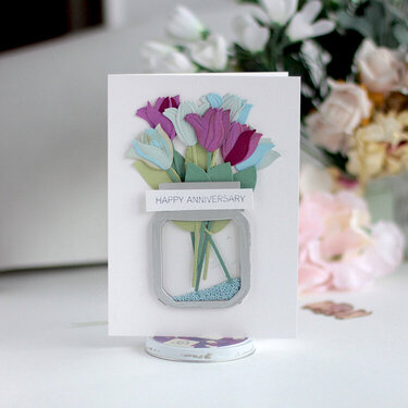 Mini 3D Vignette Floral Mason Jar - APG Die of the Month ( March 2021)