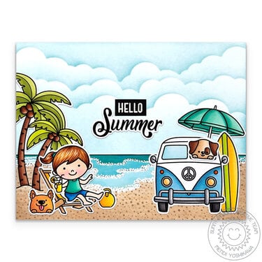 Sunny Studio Beach Bus Summer Ocean Card by Mendi Yoshikawa