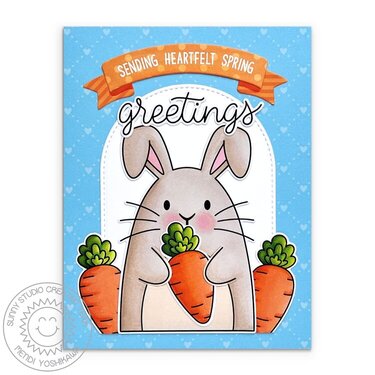 Sunny Studio Big Bunny Spring Card by Mendi Yoshikawa