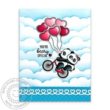 Sunny Studio Bighearted Bears Panda Card by Mendi Yoshikawa
