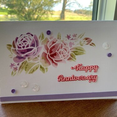 Stencilled &quot;Happy Anniversary&quot; Card