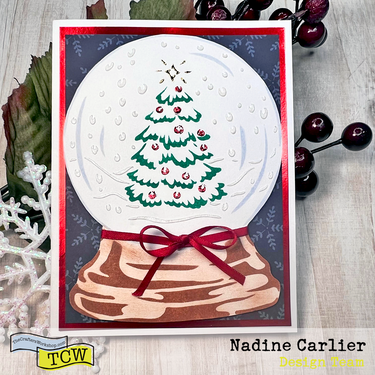 Christmas Snow Globe Stenciled Card