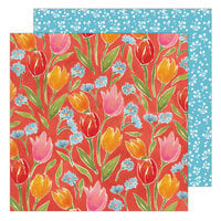 K and Company - Antique Garden Collection - 12 x 12 Double Sided Paper - Tulips