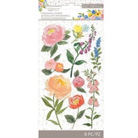 K and Company - Antique Garden Collection - Stickers - Vellum and Embossing - Floral Blooms