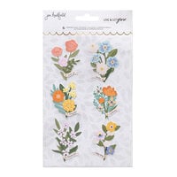 Jen Hadfield - Live and Let Grow Collection - Stickers - Layered Floral - Gold Foil Accents