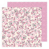 Maggie Holmes - Garden Party Collection - 12 x 12 Double Sided Paper - Pink Rose Buds