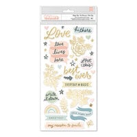 Crate Paper - Gingham Garden Collection - Thickers - Phrase with Gold Foil Accents