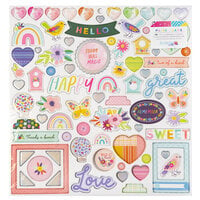 Paige Evans - Blooming Wild Collection - 12 x 12 Chipboard Stickers with Holographic Foil Accents