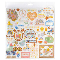 Jen Hadfield - Flower Child Collection - 12 x 12 Foam Stickers with Silver Holographic Foil Accents