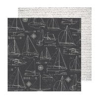 Heidi Swapp - Set Sail Collection - 12 x 12 Double Sided Paper - Sailboats Black
