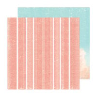 Heidi Swapp - Set Sail Collection - 12 x 12 Double Sided Paper - Canvas Stripes Peach