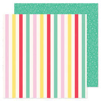 Pebbles - All The Cake Collection - 12 x 12 Double Sided Paper - Multi Stripes