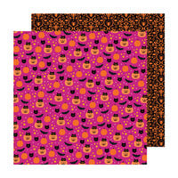 American Crafts - Happy Halloween Collection - 12 x 12 Double Sided Paper - Cats n Bats