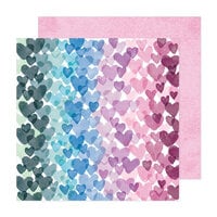 American Crafts - Dreamer Collection - 12 x 12 Double Sided Paper - Stamped Hearts