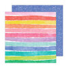 Pebbles - Cool Girl Collection - 12 x 12 Double Sided Paper - Bright Stripe