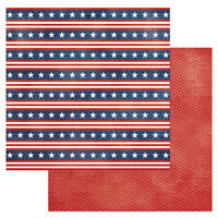 American Crafts - Flags And Frills Collection - 12 x 12 Double Sided Paper - Red, White and Blue