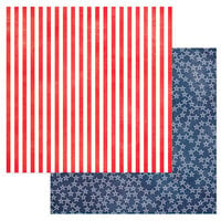 American Crafts - Flags And Frills Collection - 12 x 12 Double Sided Paper - Stars and Stripes
