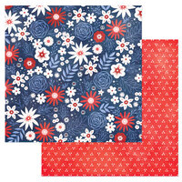 American Crafts - Flags And Frills Collection - 12 x 12 Double Sided Paper - Freedom Floral