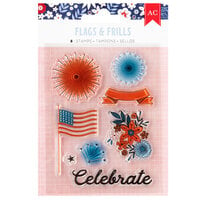 American Crafts - Flags And Frills Collection - Clear Acrylic Stamps