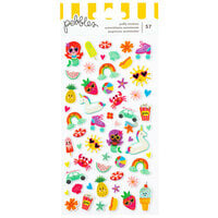 Pebbles - Fun In The Sun Collection - Puffy Stickers - Icons - Glossy