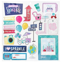 American Crafts - Sparkle City Collection - Chipboard Stickers with Foil Accents