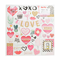 Crate Paper - Heart Day Collection - Chipboard Stickers with Glitter Accents